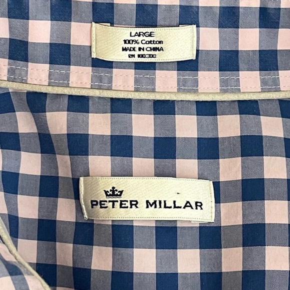 Peter Millar | Plaid Button Down Shirt Button Front Cotton EUC - Picture 6 of 7